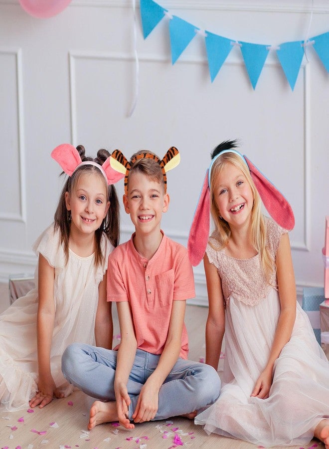 Fabllewavi 4 Pcs Dear Donkey Pig Tiger Headbands Costume Accessories with Cartoon Character Role Play Supplies, Halloween Cosplay Kits Read Book Day Dress Up - Image 4